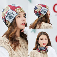 Load image into Gallery viewer, Multifunctional Cartoon Knitted Woolen Scarf Windproof Cold-proof Cover Head Cap Keep Warm Thickened Bib Twist Cap Women
