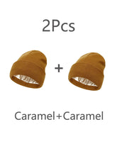 Load image into Gallery viewer, 2Pcs Unisex Satin Lined Beanies Hat for Women&amp;Men Winter 2Layer Ear Protect Warm Hiking Cycling Ski Cap Slouchy Cuffed Balaclava

