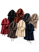 Load image into Gallery viewer, Wool Cashmere Knitted Hood Hat Scarf Elegant Hats Beanies Women Men Winter Neck Warm Balaclava Headgear Caps Unisex 4 New Colors
