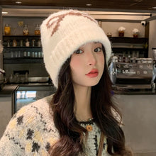 Load image into Gallery viewer, Fashion Keep Warm Bow Knitted Hat Windproof Cold Proof Ear Protection Cap Thickened Pullover Hat Autumn Winter
