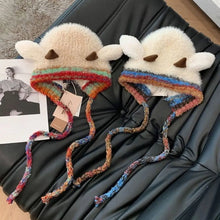 Load image into Gallery viewer, New Fur Deer Warm Knitted Hat Windproof Deer Antler Storage Hat Ear Protection 2 In 1 Ear Flap Hat Winter
