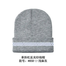 Load image into Gallery viewer, High Visibility Safety Beanie Reflective Knit Ribbed Hats Warm Winter Bonnets for Night Running Hiking Cycling
