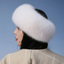 Load image into Gallery viewer, Fashion Thick Turban Hat Imitation Fox Fur Keep Warm Winter Hat Solid Color Fluffy Headband Winter
