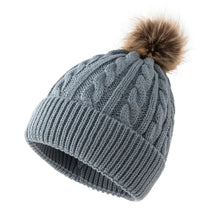 Load image into Gallery viewer, Fashion Thickened Knit Hat Keep Warm Ear Protection Knitted Beanies Pompoms Hat for Woman/Men
