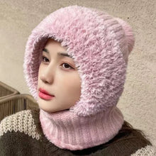 Load image into Gallery viewer, New Warm Scarf Mask Integrated Hat Pompom Windproof Hooded Hat Coldproof Pullover Cap For Outdoor Cycling Skiing
