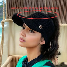 Load image into Gallery viewer, Autumn and Winter Woolen Duck Tongue Cap Teenage Fashion Versatile Hat Female Leakage Ponytail Outdoor Padded Warm Knitted Cap
