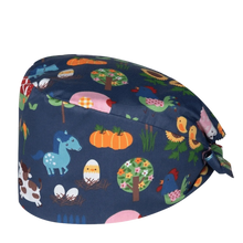 Load image into Gallery viewer, Unisex Cartoon Printing Scrub Cap Adjustable Buckle Print Design Nursing Cap Pure Breathable Soft Lab Scrub Hat Operating Room
