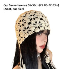 Load image into Gallery viewer, Bohemian Style Hand-knitted Hollow Flowers Hat Elegant Soft Women Hat Crochet Fringed Cute Beret Cap for Women Photography
