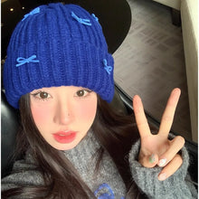 Load image into Gallery viewer, Warm Ear Protection Bow Knitted Hat Cold-proof Korean Style Pullover Hat Cute Bow Thick Bow Winter Hat Autumn

