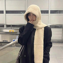 Load image into Gallery viewer, New Warm Knitted Winter Balaclava Neck Protection Soft Hooded Hat Thickened Solid Color One-Piece Scarf Cap Women
