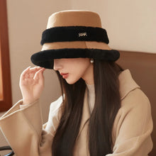 Load image into Gallery viewer, Plush Fisherman Hat Women Winter Polyester Fiberlarge Bucket Cap Fashionable and Versatile Warm Plush Pot Cap Ear Protection Hat
