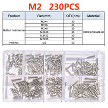 Load image into Gallery viewer, 120-434Pcs 304 Stainless Steel Hex Button Socket Head Cap Screw Hexagon Thread Machine Metric Nut Bolt Assortment Kit Set M2~M6
