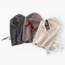 Load image into Gallery viewer, Unisex 100% Cashmere Balaclava Soft Warm Thick Drawstring Beanies Ear Face Neck Protect Scarf Hat Multi-functional Bonnet Cap
