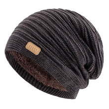 Load image into Gallery viewer, New Style Unisex Slouchy Winter Hats Men Women Striped Mix Warm Beanie Cap NIU Label Decor Plush Fur Lined Winter Knitted Hat
