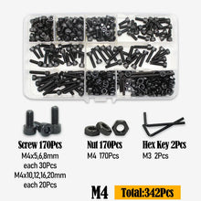 Load image into Gallery viewer, Black 2500P Hex Socket Head Screws Set M2 M2.5 M3 M4 M5 M6 DIN912 12.9 Allen Screw Nut Steel Button Head Socket Cap Bolt Nuts
