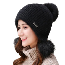Load image into Gallery viewer, Fashion Thicken Women Winter Hat Ear Protection Cold Windproof Warm Beanie Caps Keep Warm Casual Warm Hat Outdoor
