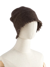 Load image into Gallery viewer, Mens Unisex Autumn Winter Cashmere 35% Cap Knit Bell Hat Broke Hem Warm Tassels Beanie Wool Rough Edge Bucket Hat Black Brown
