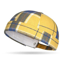 Load image into Gallery viewer, Large Checkered Melon Skin Tang Hat Breathable Adjustable Round Top Beanies Hat Docker Cap Plaid Landlord Hat Brimless Hat
