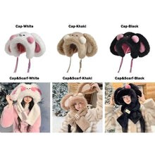Load image into Gallery viewer, Cute Cartoon Rabbit Ear Knitted Hat Thickened Red Face Pullover Hats Windproof Warm Beanies Hat For Woman Girls
