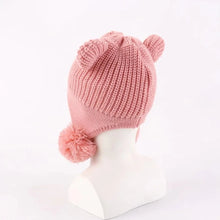 Load image into Gallery viewer, Cute Soft Winter Hat Fleece Lined Warm Fabric Toddler Beanie 2 Cute Ears Warm Fleece Hat Winter Season
