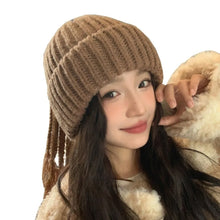 Load image into Gallery viewer, Cozy Versatile Winter Knitted Hats Solid Color Warm Dreadlocks Hat Fleece-lined Hip-hop Style Beanie Cap Unisex
