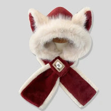 Load image into Gallery viewer, New Fox Ears Integrated Hat Scarf Set Warm Windproof Pullover Cap Coldproof Hooded Hat Outdoor Sports
