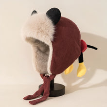 Load image into Gallery viewer, Cute Ear Bomber Hat Winter Warm Earflap Cap Thick Windproof Pilot Hat Retro Design Thickened Warm Ear-protecting Hats
