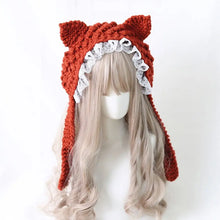Load image into Gallery viewer, Fashion Cartoon Knitted Cat Ear Hat Ear Protection With Bow Crochet Wool Hat Cute Casual Photo Props Cap Outdoor
