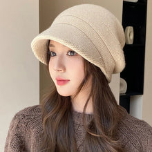 Load image into Gallery viewer, Solid Color Knitted Earflap Hat Yarn Material Warm Design Pullover Hat Minimalist Big Head Circumference Hat For Women Girls
