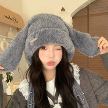 Load image into Gallery viewer, Winter Warm Ear Protector Hat Windproof Cold-proof Rabbit Ear Pullover Cap Thicken Fluffy Big Ears Knitted Cap Ourdoor
