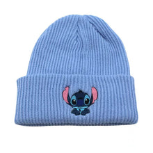 Load image into Gallery viewer, Stitch Knit Hat Cartoon Embroidered Benie Cap Cute Unisex Warm Stretchy Hats Christmas Gift for Adult Kids Outdoor Thermal Caps
