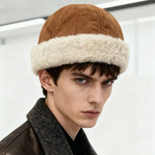 Load image into Gallery viewer, 1pc Mens Brimless Hat Winter Flannel Warm Rolled Cuff Docker Cap Fleece Harbour Beanie Hats Plush Landlord Hat for Cold Weather
