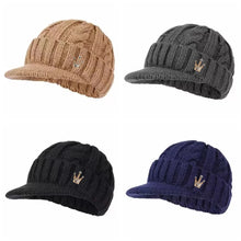 Load image into Gallery viewer, Big Size 65cm Keep Warm Beanies for Men Outdoor Short Brim Duck Tongue Cap Winter Plush Thick Fried Dough Twists Knitting Hat
