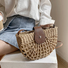 Load image into Gallery viewer, Summer Straw Bag For Women Fashion Semicircle Crossbody Bags Rattan Handmade Messenger Handbag Travel Beach Bags Tote
