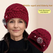 Load image into Gallery viewer, Fashion Knitted Warm Hat Thickned Windproof Beanies Hats Cold Proof Floral Embroidery Pullover Hat Winter
