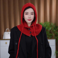 Load image into Gallery viewer, New Ear Protection Winter Balaclava Warm Drawstring Hooded Knitted Hooded Cap Windproof Beanie Hats Unisex
