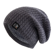 Load image into Gallery viewer, Unisex Winter Hats Fashion Slouchy Beanie Hat Fleece Lined Warm Knitted Hats Men Women Letter Label Ski Sports Cap
