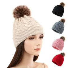 Load image into Gallery viewer, Fashion Thickened Knit Hat Keep Warm Ear Protection Knitted Beanies Pompoms Hat for Woman/Men
