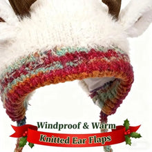 Load image into Gallery viewer, New Fur Deer Storage Hat Ear Protection Warm Knitted Deer Antler Hat Windproof Adjustable Earmuffs Hat Outdoor
