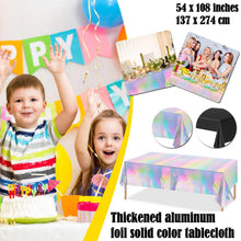 Load image into Gallery viewer, Aluminum Foil Tablecloth Shiny Rainbow Black Rectangle Tablecloth Dining Table Cover For Wedding Party Banquet Decoration W1n9
