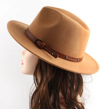 Load image into Gallery viewer, NEWWool Fedora Hat For Women Men Winter Autumn Fashion Church Jazz Hats Viking British Flat Brim Felt Hat Outdoor Casual Fedoras
