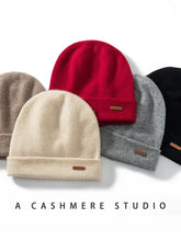 Load image into Gallery viewer, 100% Cashmere 2-Layers Beanies Solid Knit Caps Unisex Hat Casual Men New Year Special Price Basic Soft Women Warm Hair Bonnet
