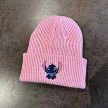 Load image into Gallery viewer, Stitch Knit Hat Cartoon Embroidered Benie Cap Cute Unisex Warm Stretchy Hats Christmas Gift for Adult Kids Outdoor Thermal Caps
