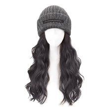 Load image into Gallery viewer, Fashion Long Wavy Hair Beanie Hat with Wig Attached Wig Casual Wig Knitted Cap Warm Hair Wig Winter Hats Women
