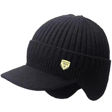 Load image into Gallery viewer, Men Winter Knitted Hat Outdoor Cycling Ear Protection Warmth Peaked Cap Casual Fashion Sunhat Bomber Hats 56-61CM
