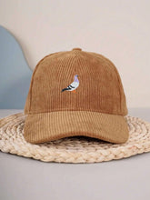 Load image into Gallery viewer, Corduroy baseball cap for men and women in autumn and winter, warm and embroidered pigeon pattern for daily leisure gatherings
