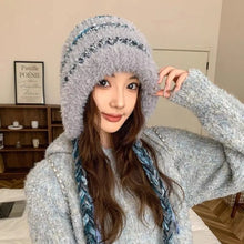 Load image into Gallery viewer, Fashion Dopamine Knitted Woolen Hat Windproof Thickened Beanies Cap Keep Warm Coldproof Ear Protection Cap for Women
