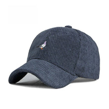 Load image into Gallery viewer, Corduroy baseball cap for men and women in autumn and winter, warm and embroidered pigeon pattern for daily leisure gatherings
