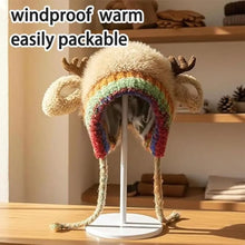 Load image into Gallery viewer, New Fur Deer Storage Hat Ear Protection Windproof Knitted Deer Antler Hat Elastic Warm Winter Cap Winter
