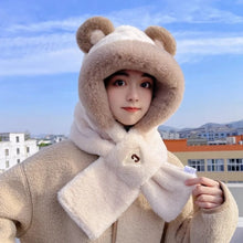 Load image into Gallery viewer, Outdoor Winter Integrated Scarf Hat Thickened Warm Scarf Hooded Cap Ear Protection Hat Scarf Set Cycling Cap
